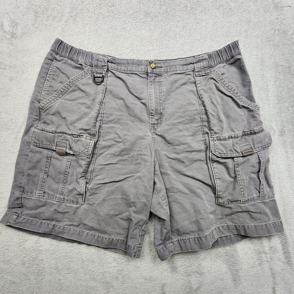 Columbia Mens XL Gray Cargo Shorts 8 Inseam 100% Cotton Utility D Ring Wear
